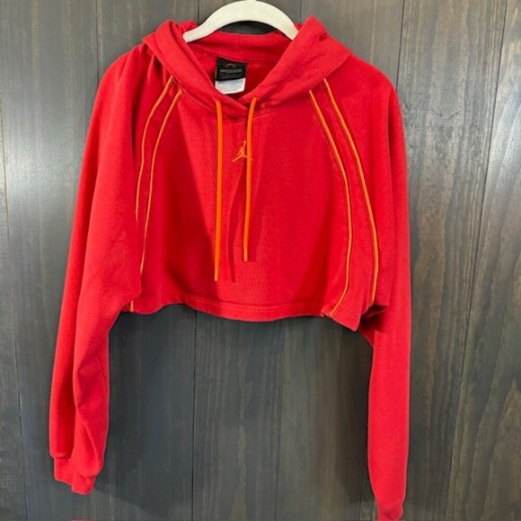 Jordan Tops - Air Jordan Crop Pullover Fleece Hoodie Red, Size XS